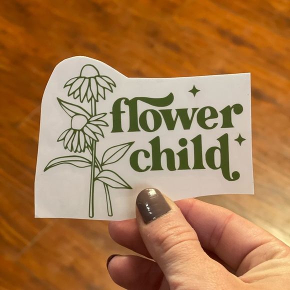 Flower Child Green Vinyl Decal - Picture 1 of 7